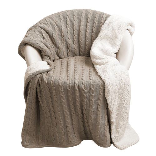 Couverture Tricot Doublé Fourrure 130x170cm