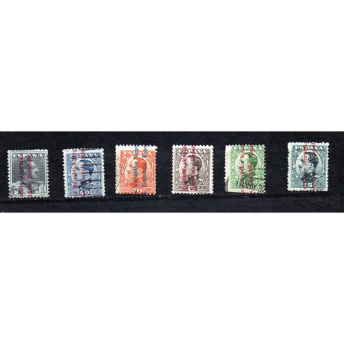 Espagne- Lot De 6 Timbres Oblitérés Avec Surcharge- Roi Alphonse Xiii