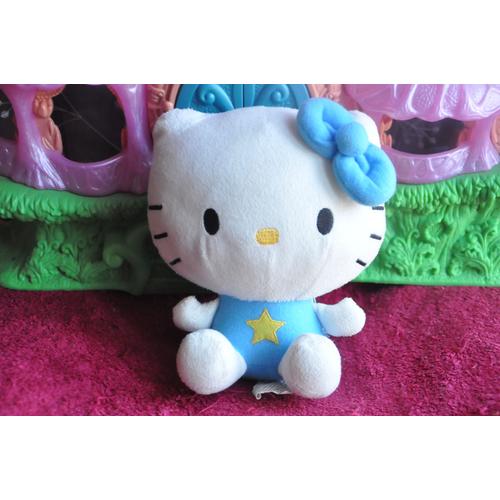 Hello Kitty - Peluche Hello Kitty Bleue avec Jupe Multicolore