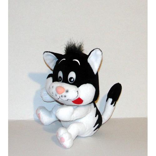 Chat Coquin Noir Et Blanc Peluche Cmp  20cm