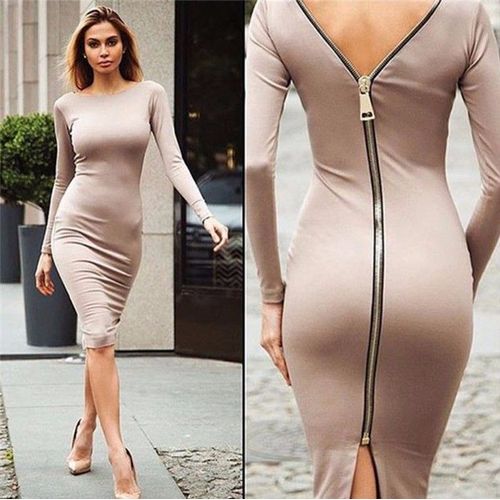 Robe Beige À Zip Tl/40
