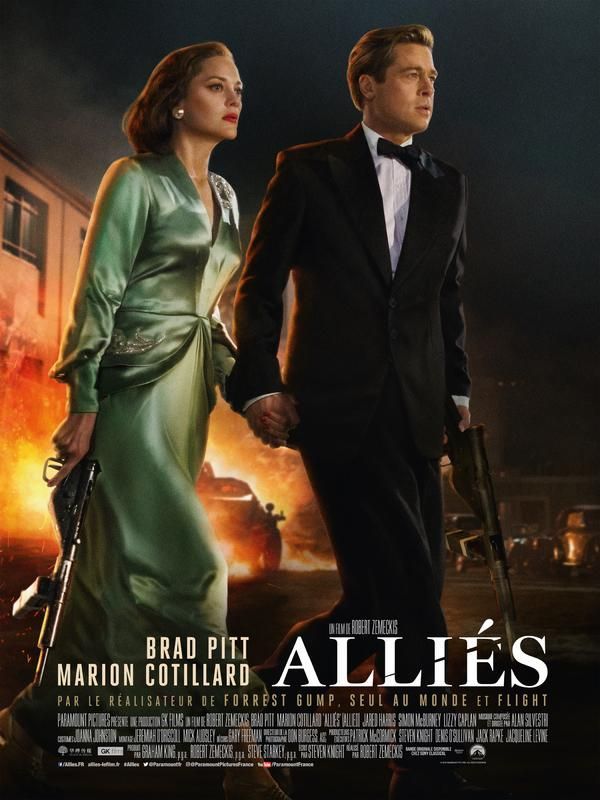 Alliés / Allied - Affiche Originale De Cinéma - Format 40x60 Cm - Un Film De Robert Zemeckis Avec Brad Pitt, Marion Cotillard, Lizzy Caplan, August Diehl, Jared Harris, Charlotte Hope - Année 2016 