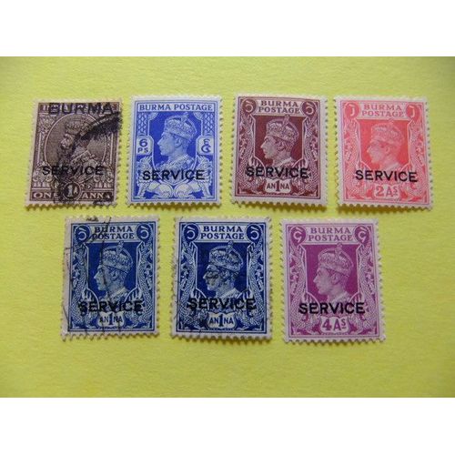 Birmania Burma Birmanie Lote 7 Timbres De Service Ver Foto