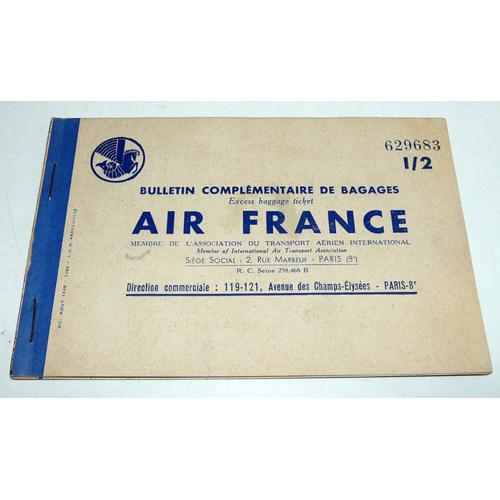 Air France, Billet Complémentaire De Bagages, Paris-Amsterdam-Dhahran 1954