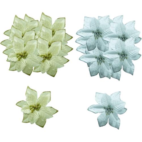 20 Pièce Fleur Artificielle Glitter Tête, Fleurs Artificielles Deco, Fleurs Artificielles Vrac, pour Bricolage Décoration Mariage, Prise Vue des Accessoires