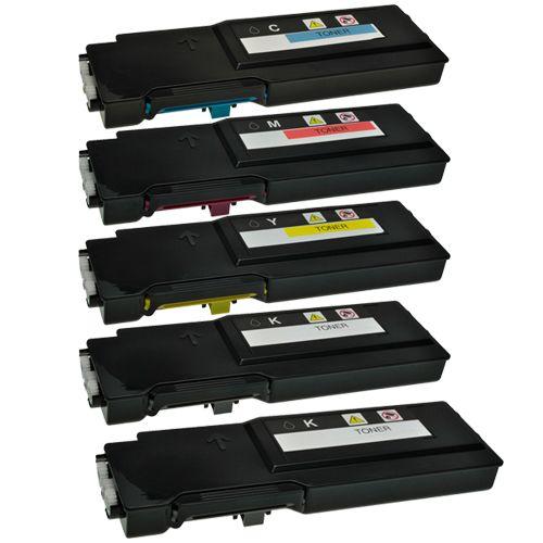 DOREE 5x DELL D2660 (2Noir, 1Cyan, 1Magenta, 1Jaune) Compatible Cartouche de Toner pour Dell C2660/2665