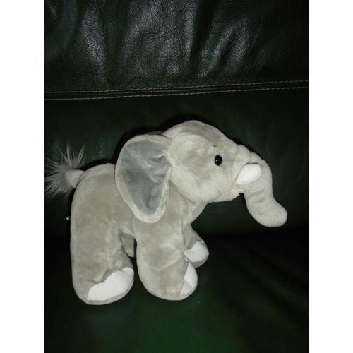 Peluche Éléphant Gris Et Blanc Gipsy 