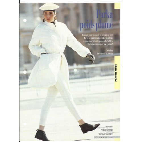 Patron Couture Avantages N°25 Une Parka Blanche En Soie Lavée Taille 38 Au 46