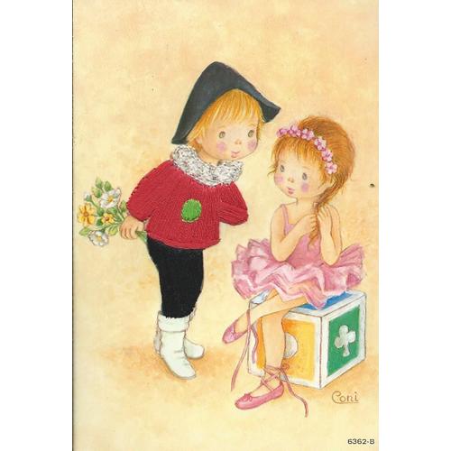 Carte Postale Moderne Brodee Fillette Petit Garcon Dessin Coni Ref 6362 B Rakuten