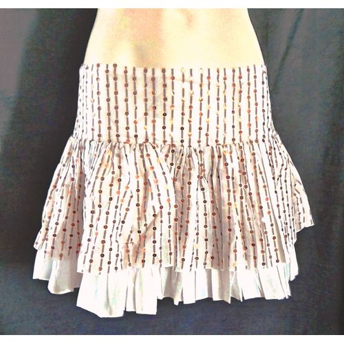 Jupon Court À Volant &#10047top Studio&#100473 Suisses&#10047 Paillettes/Sequins Blanc/Doré 38