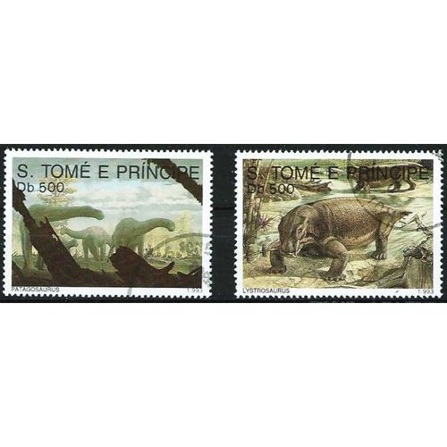 Sao Tomé Et Principe 1993, Joli Paire Animaux Préhistoriques, Dinosaures, Oblitérés, Tbe