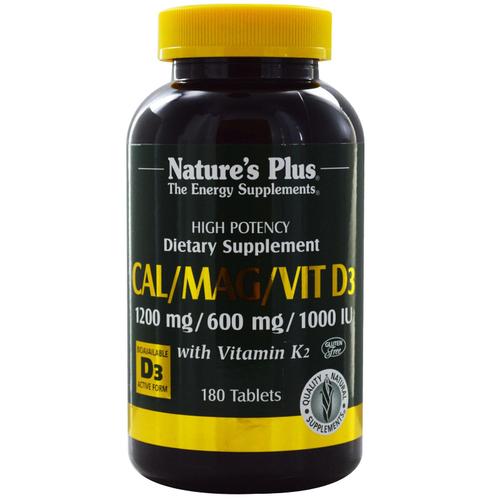 Cal / Mag / Vit D3, Avec De La Vitamine K2, 180 Comprimés - Nature Plus De 