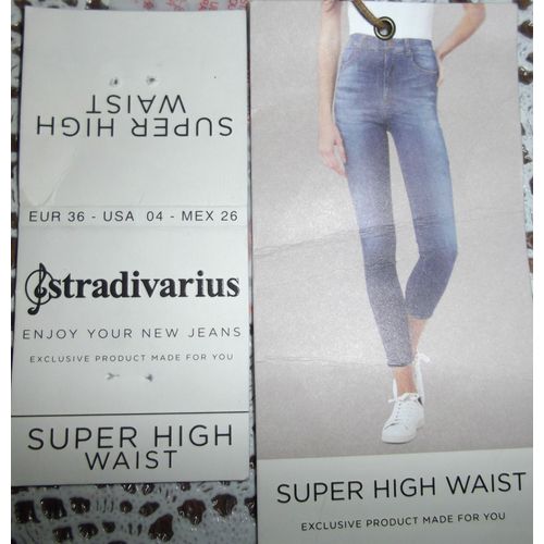 Jean Taille Haute Slim Zara Super High Waist Elasthanne 34/36 Bleu 7/8 2017 Neuf