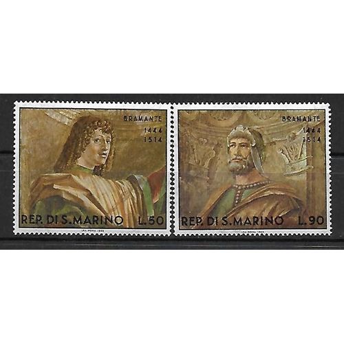 Saint-Marin 1969 : Oeuvres De Donato Lazzari, Dit Le Bramante (1444-1514) : L'homme À La Hallebarde / L'homme D'armes - Série Entière De 2 Timbres Neufs **