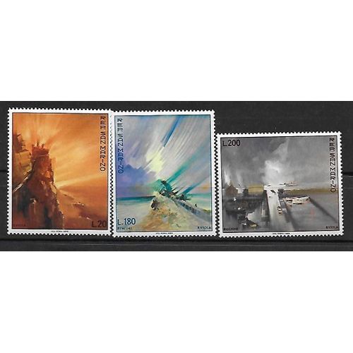 Saint-Marin 1969 : Journée Philatélique Saint-Marin-Riccione : Tableaux Modernes : Mont Titan / Môle De Rimini / Môle De Riccione - Série Entière De 3 Timbres Neufs **