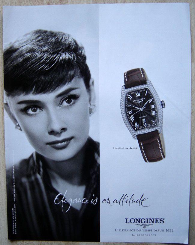 Publicite papier montre longines audrey hepburn de 2004 Rakuten