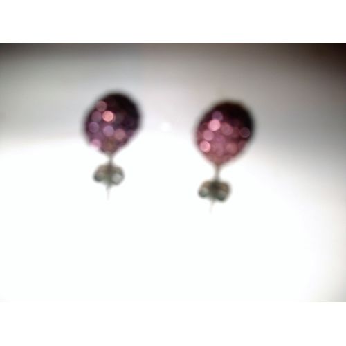 Boucles D'oreilles De Perle Violet Strass