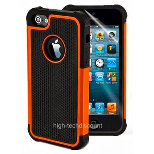 Housse Etui Coque Rigide Anti Choc Orange Pour Apple Iphone Se + Film Ecran