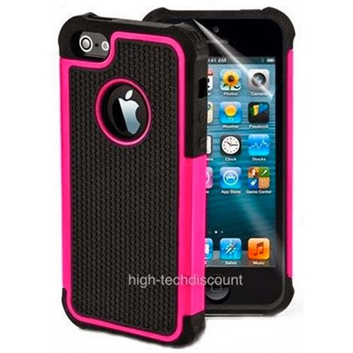 Housse Etui Coque Rigide Anti Choc Rose Fonce Pour Apple Iphone Se + Film Ecran