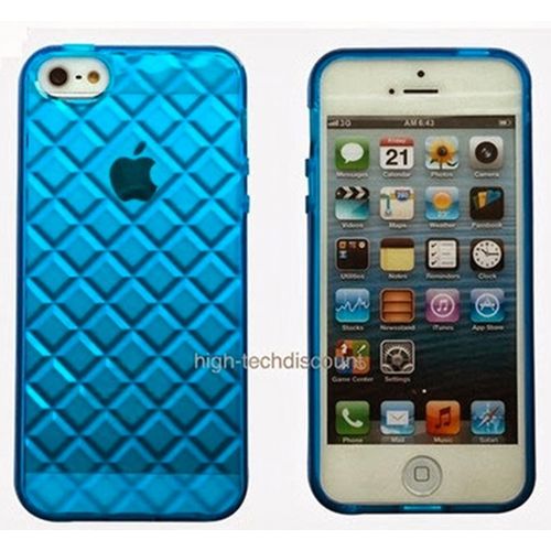 Housse Etui Coque Gel Diamant Bleu Fonce Pour Apple Iphone Se + Film Ecran