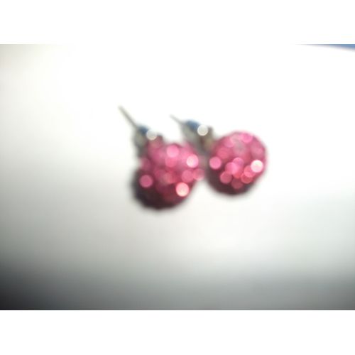 Boucles D'oreilles De Perle Rose Foncé Strass