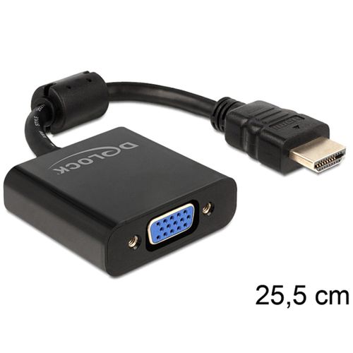 Delock - Adaptateur vidéo - HD-15 (VGA) femelle pour HDMI mâle - 25.5 cm - noir