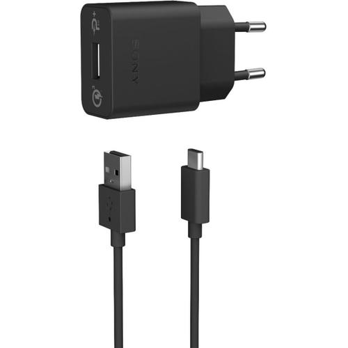 Sony Quick Charger UCH12W - Adaptateur secteur - 16.2 Watt - 1350 mA - Quick Charge 3.0 / Pump Express Plus 2.0 (USB (alimentation uniquement)) - sur le câble : Micro-USB, USB-C - noir - pour...