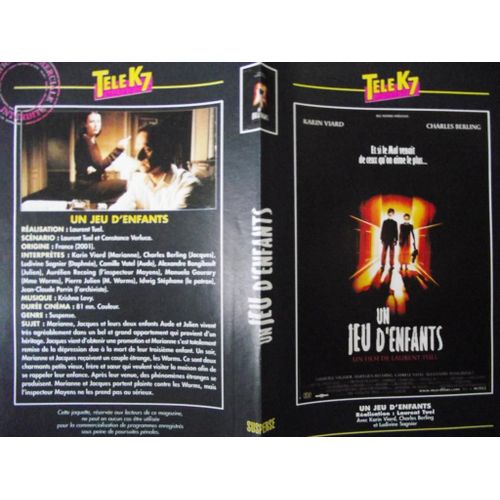  Tele K7 Jaquette Du Film.Un Jeu D'enfants.(2001).Réalisation.Laurent Tuel Avec Karin Viard Charles Berling Ludivine Sagnier Camille Vatel Alexandre Bongibault