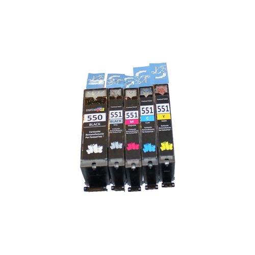 CANON PGI-550 CLI-551 : Lot 5 cartouches compatible pour Pixma MG5500 Series MG5550 MG6350 MG6450 MG7150 PGI550 CLI551