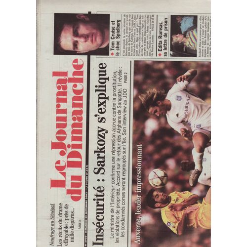 Le Journal Du Dimanche / 29-09-2002 N°2909 : Tom Cruise (1p) - Isabelle Huppert (1/2p)
