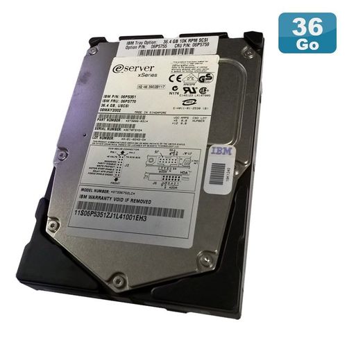 Disque Dur 36.4Go USCSI Ultra SCSI 3.5" IBM Eserver 06P5351 FRU 06P5770 15000RPM