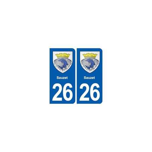 26 Sauzet Blason Autocollant Plaque Stickers Ville - Couleur : Droits - Angles : Droits