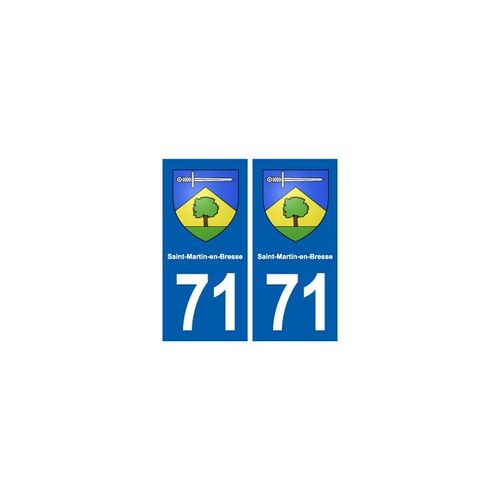 71 Saint-Martin-En-Bresse Blason Autocollant Plaque Stickers Ville - Couleur : Droits - Angles : Droits
