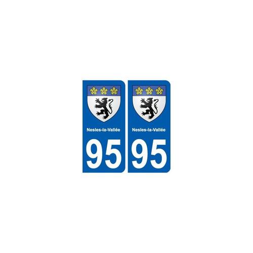 95 Nesles-La-Vallée Blason Autocollant Plaque Stickers Ville - Couleur : Droits - Angles : Droits