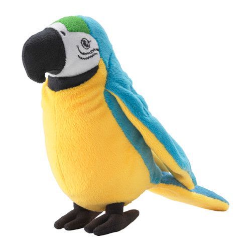 Peluche Doudou Perroquet Bleu Jaune Vert Ikea Onskad