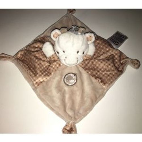 Doudou Mots D'enfants Vache Marron Beige Ecusson Oiseau Poussin Peluche Naissance Bebe Mixte