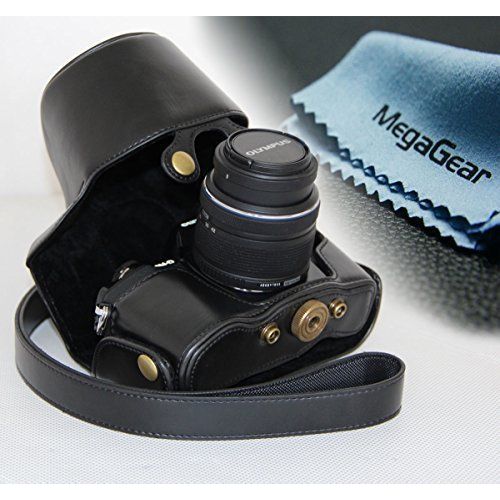 MegaGear ``Ever Ready`` tui de protection en cuir pour appareil photo Olympus OM-D E-M10 14-42 mm avec