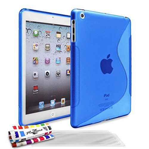 Muzzano Coque Souple Ultra-Slim ``Le S`` Premium Bleu Pour Apple Ipad Mini De Qualité Supérieure Originale - Protection Antichoc Elegante, Optimale Et Durable 3 Protections D'ecran Transparents ``Ultraclear`` 1 Stylet Et 1 Chiffon Muzzano Offerts