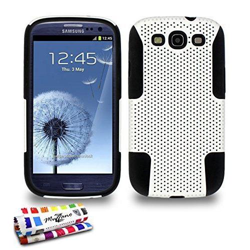 Muzzano Coque Rigide Ultra-Slim ``Alveolia Cross`` Blanc Et Noir Pour Samsung Galaxy S3 / I9300 De Qualité Supérieure Originale - Protection Antichoc Elegante, Optimale Et Durable Au Design Soigné Exclusif 1 Stylet Et 1 Chiffon Muzzano Offerts