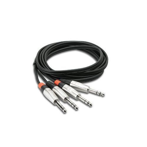 Hosa HSS-003X2 Câble de connexion REAN Neutrik avec 4 fiches jack 6,3 mm Argent 90 cm
