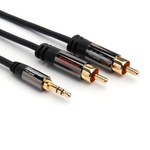 KabelDirekt 2m Câble Y 3.5mm Stéréo Jack vers 2x RCA - PRO Series