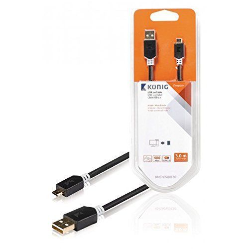 König - Câble USB - Micro-USB de type B (M) pour USB (M) - USB 2.0 - 3 m - anthracite