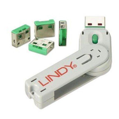 Lindy 40451 Cadenas USB avec clef pack de 4 pièces Vert