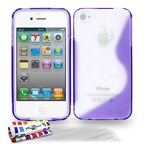 Muzzano Coque Souple Ultra-Slim ``Le S`` Hybrid Violet Pour Apple Iphone 4s De Qualité Supérieure Originale - Protection Elegante, Optimale Et Durable 3 Protections D'ecran Transparents ``Ultraclear`` 1 Stylet Et 1 Chiffon Muzzano Offerts