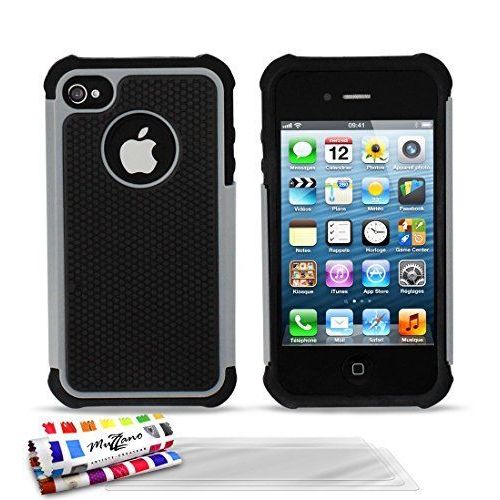 Muzzano Coque Semi-Rigide Ultra-Slim ``Sport Case`` Gris Perle Pour Apple Iphone 4s De Qualité Supérieure Originale - Protection Antichoc Elegante, Optimale Et Durable 3 Protections D'ecran Transparents ``Ultraclear`` 1 Stylet Et 1 Chiffon Muzzano Of