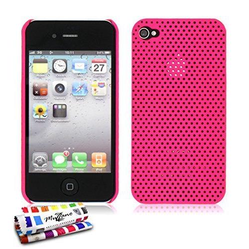 Muzzano Coque Rigide Ultra-Slim ``Alveolia`` Rose Bonbon Pour Apple Iphone 4s De Qualité Supérieure Originale - Protection Antichoc Elegante, Optimale Et Durable Au Design Soigné Exclusif 1 Stylet Et 1 Chiffon Muzzano Offerts