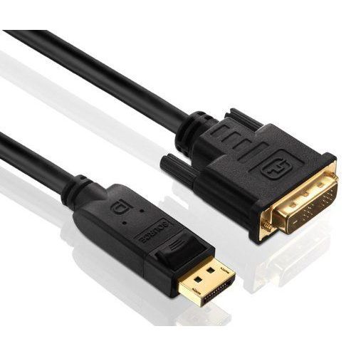 PureLink Câble DisplayPort vers DVI PureInstall Serie avec connecteurs plaqués or 24 carats, norme VESA, prise mâle DisplayPort vers prise mâle DVI-D (18+1), non bidirectionnel, conducteur cuivre OFC, triple blindage