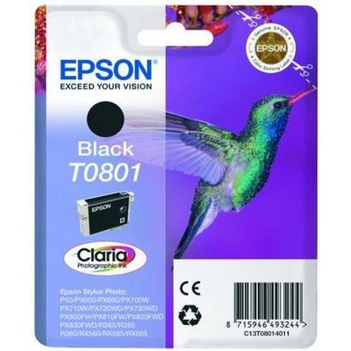Epson T0801 - 7.4 ml - noir - originale - blister - cartouche d'encre - pour Stylus Photo P50, PX650, PX660, PX700, PX710, PX720, PX730, PX800, PX810, PX820, PX830