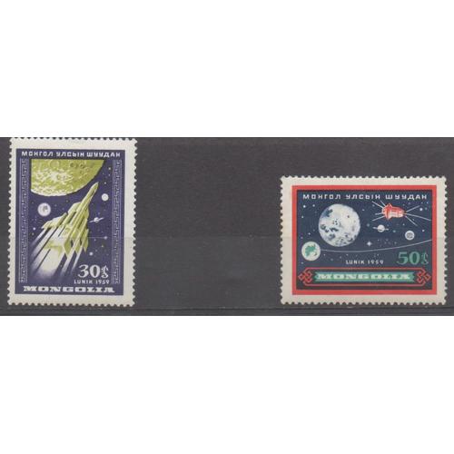 Mongolie Timbres Fusées Et Satellites 1959