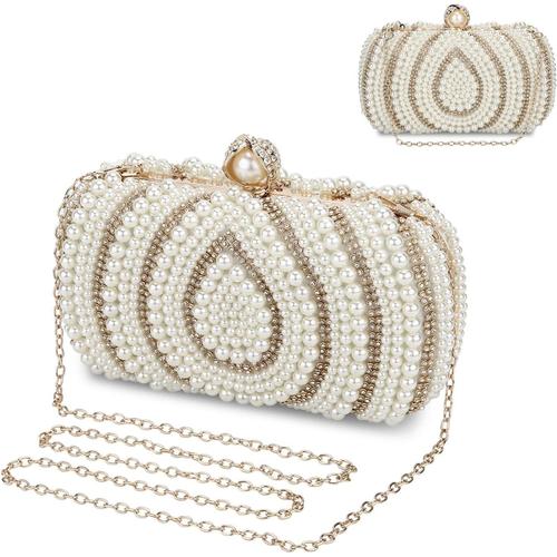 Sac de Soirée Femme Elegante à Perles Pochette Sac à Main pour Femme Sac à Bandoulière de Ceremonie Mariage Cocktail Parti